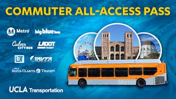 Commuter All Access Pass graphic with logos of all seven transit agencies serving UCLA