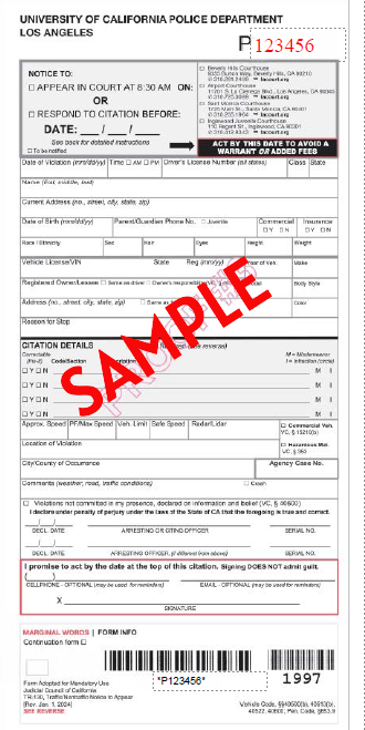 UCLA Police Department Citation