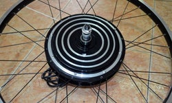 A Bike Wheel with a hub motor to create a DIY E-Bike