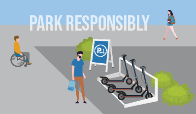 Graphic of scooter parking rack