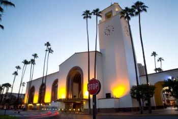 Los Angeles Union Station as dusk