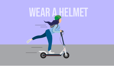 Graphic of scooter rider wearing a helmet