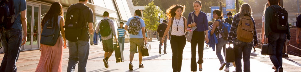 students walking around campus