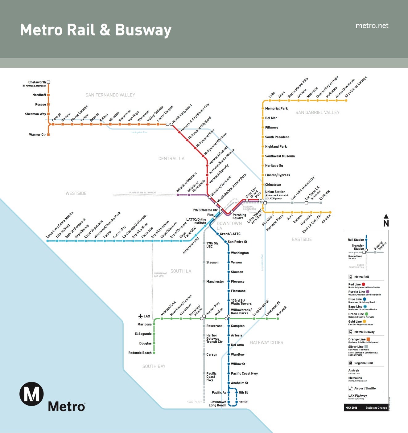 Map of LA Metro's Rail and Busway