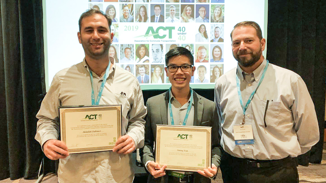 UCLA Transportation's Abdallah Daboussi and Jimmy Tran receive ACT's 40 Under 40 Award in 2019