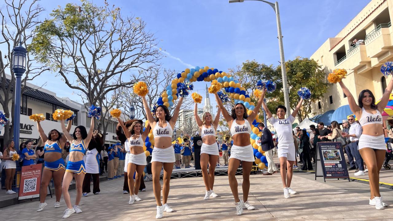 UCLA Spirit Squad at the grand opening of Broxton Plaza.