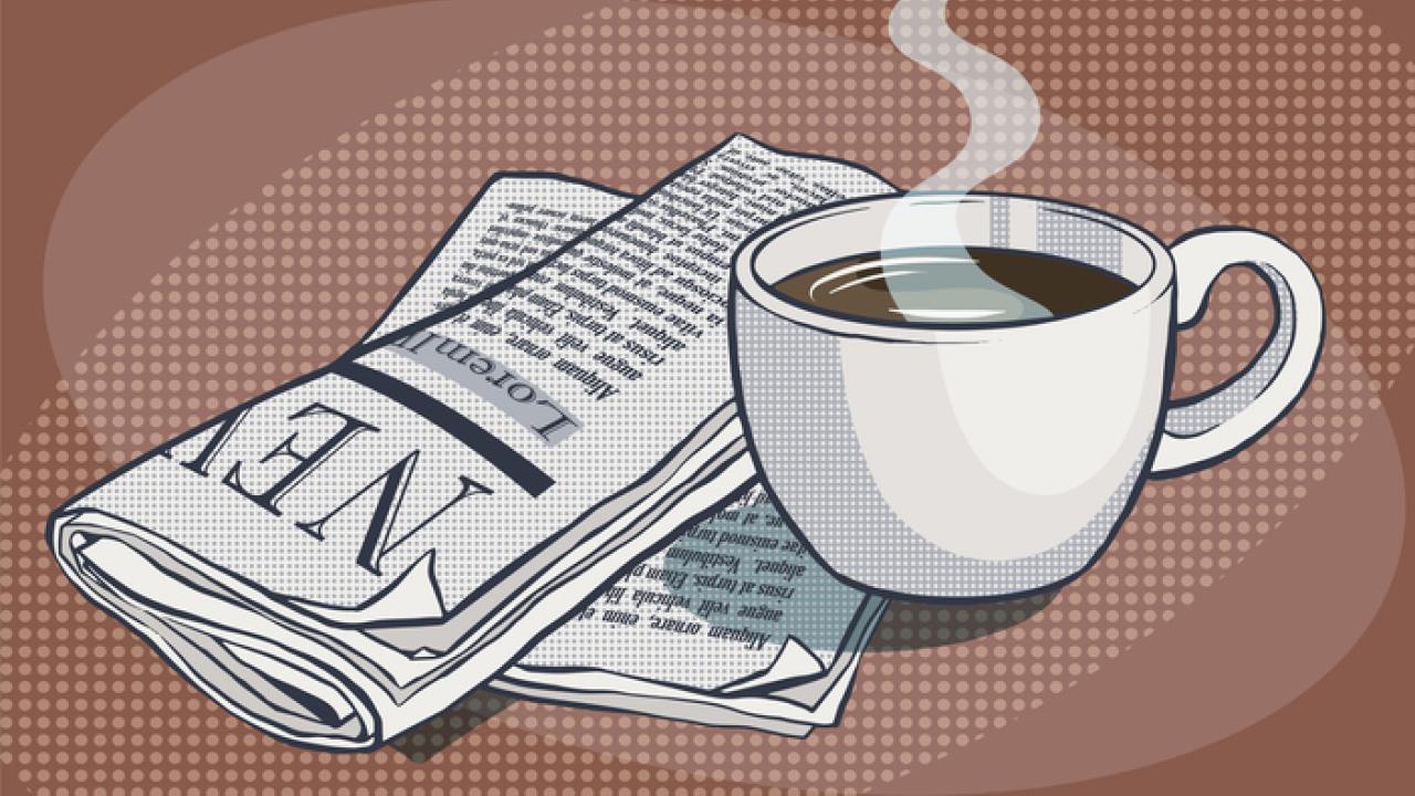 Newspaper and coffee