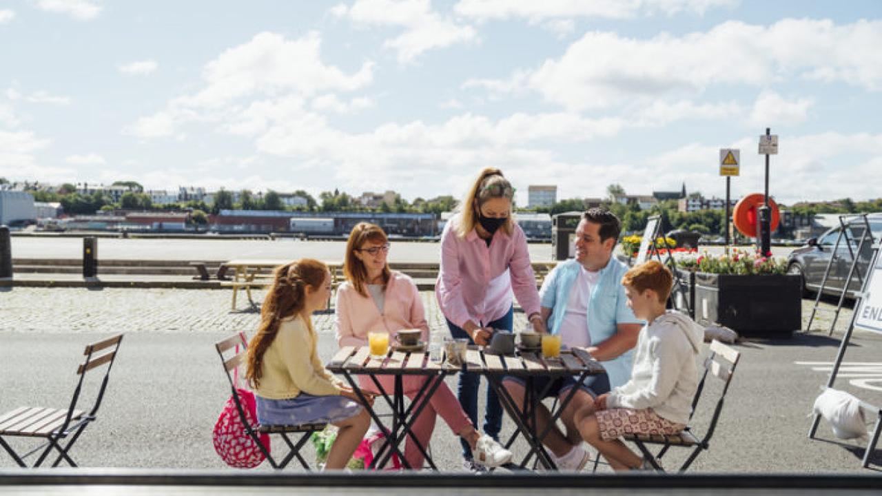 Group of people dining outside