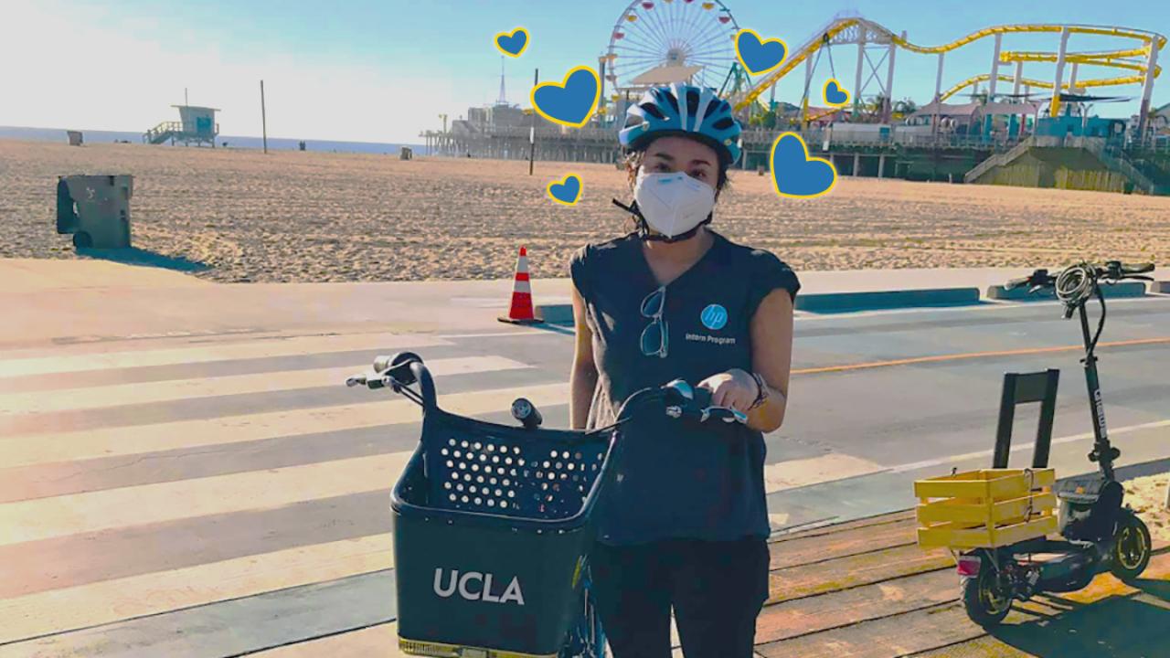 Graduate student bike rider in Santa Monica