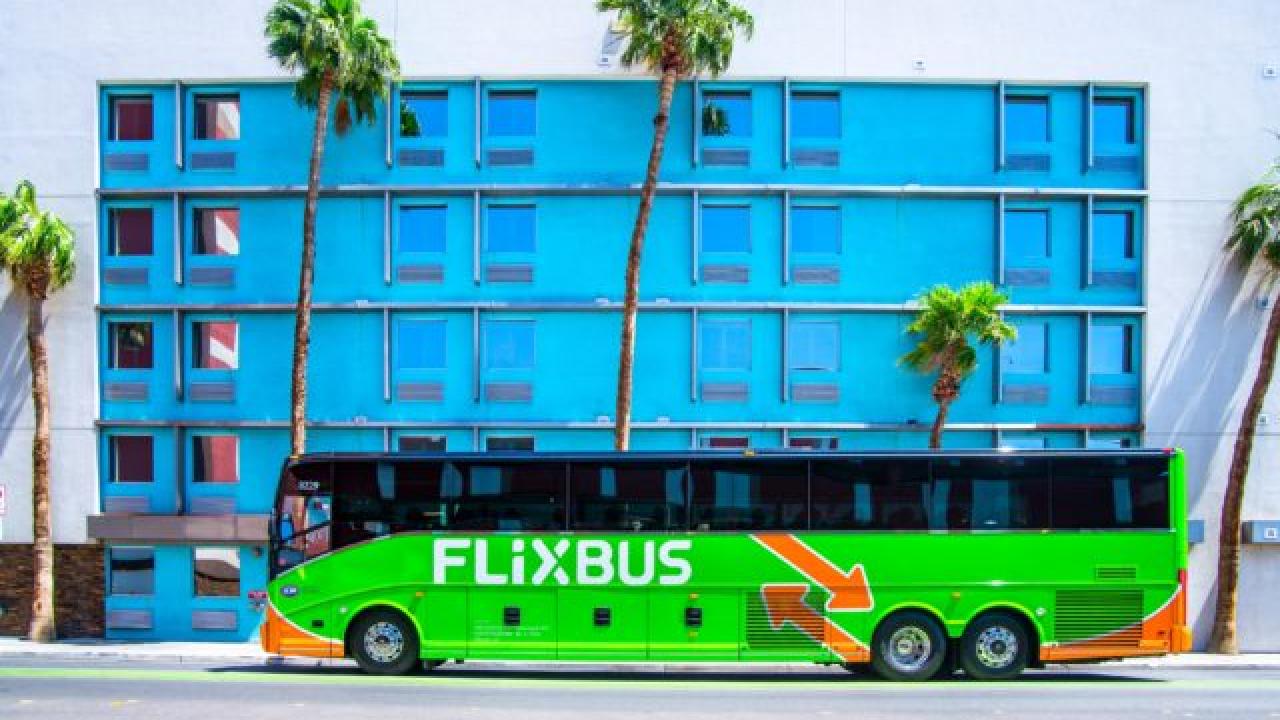 FlixBus Parked outside of a building