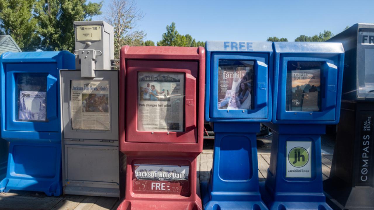 Red and blue mailboxes