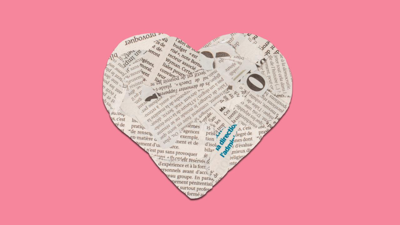 Newspaper heart