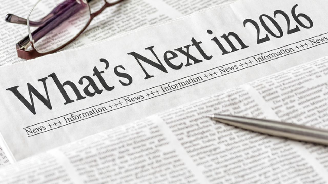 News paper with headline What's Next in 2026