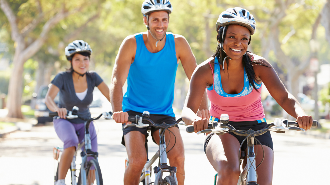 Group of people on a bike ride