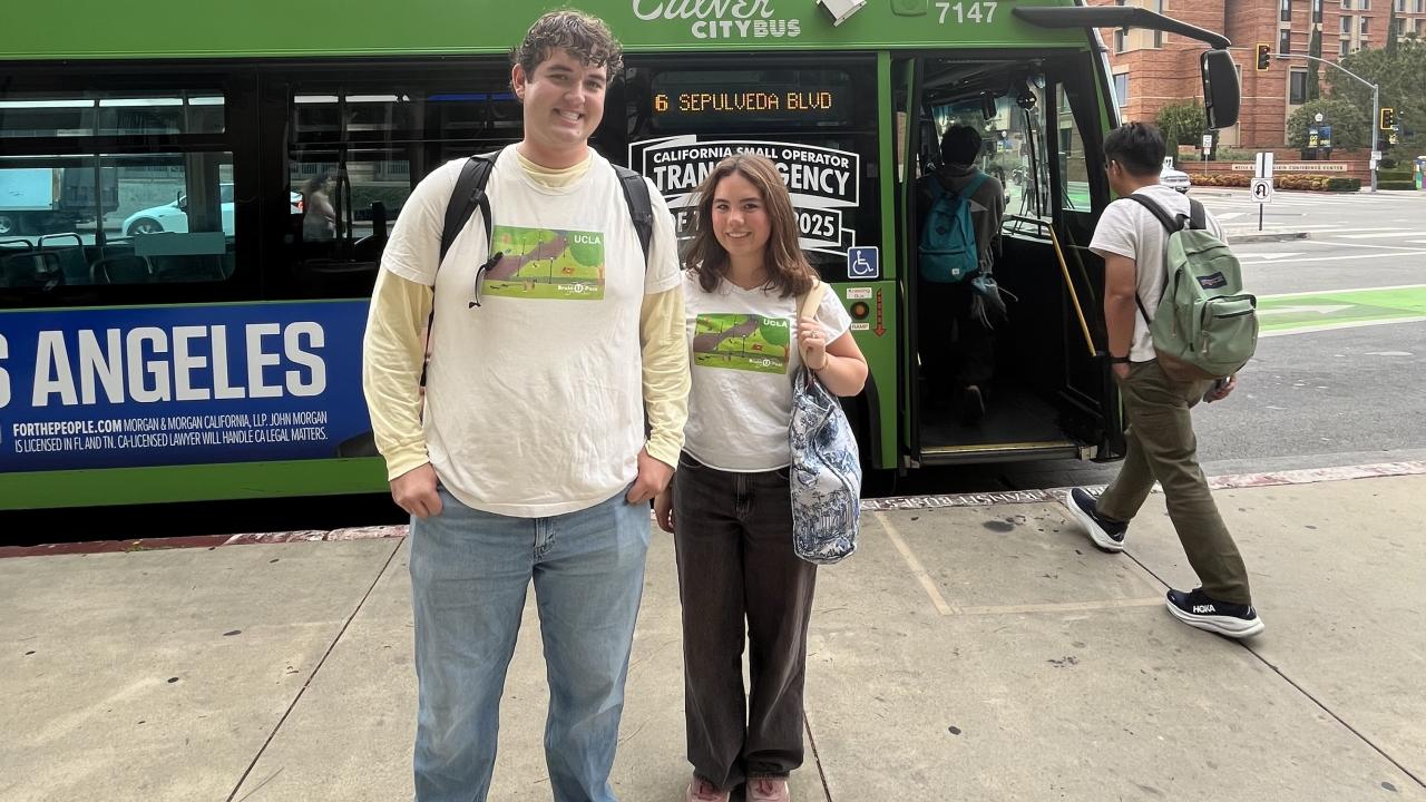 Undergraduates Michael Griffin and Isabella Zirn are student advocates who help support the Bruin U-Pass transit program.