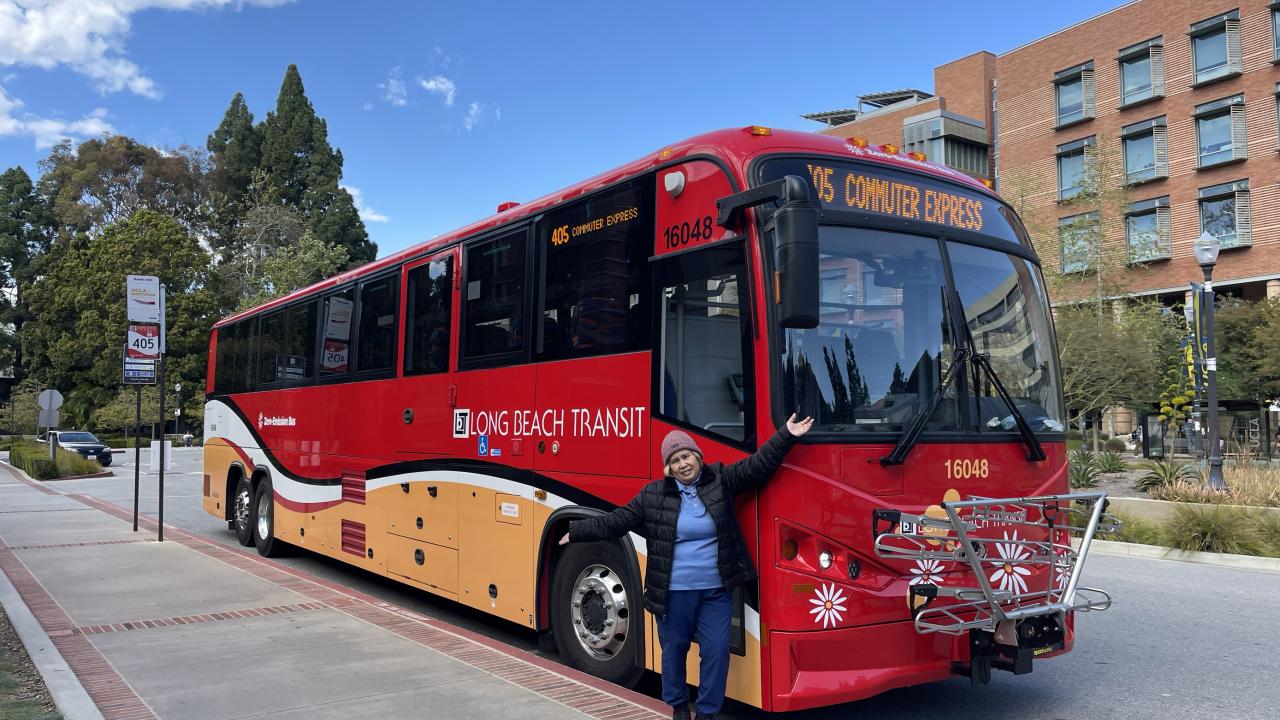 LBT bus and rider