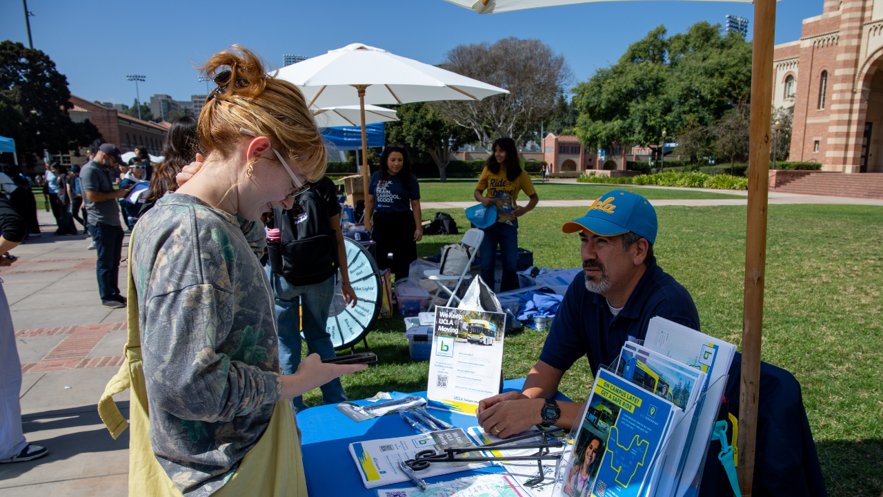 Sustainable Transportation event table; spin the wheel for prizes