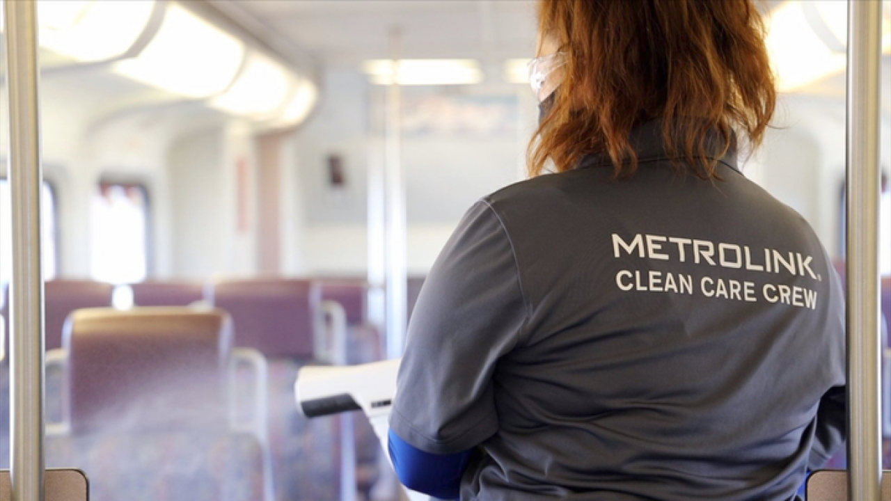 Metrolink cleaning with electrostatic sprayer
