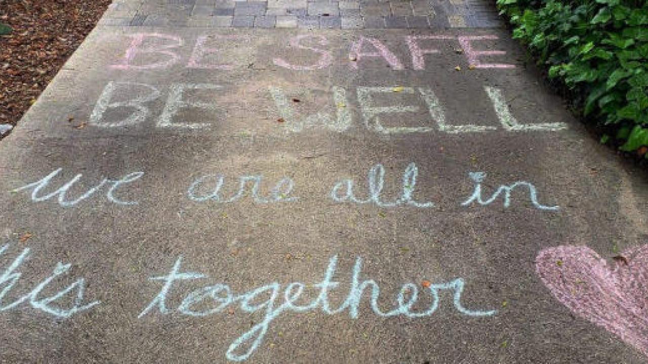 Encouraging Health Messages on a Sidewalk