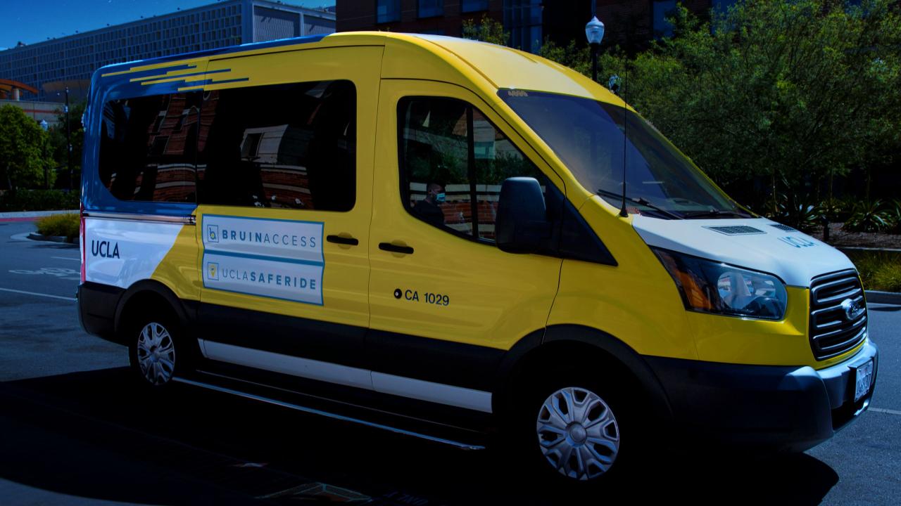 UCLA SafeRide van at night