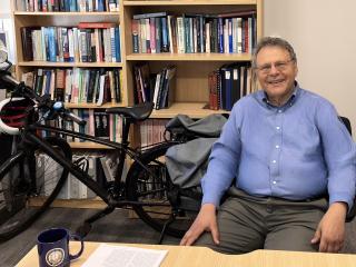 Professor Needleman and his bike in his campus office