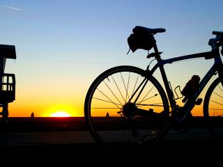 Bike at the beach at sundown