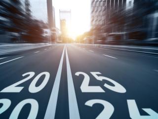 2025 printed on a road