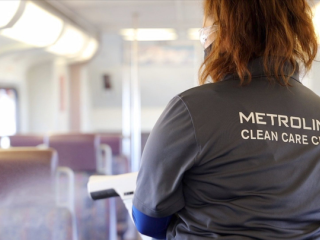 Metrolink cleaning with electrostatic sprayer