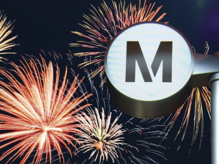 Fireworks and Metro sign
